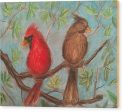 Cardinal Couple - Wood Print on Sale