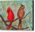 Cardinal Couple - Canvas Print on Sale