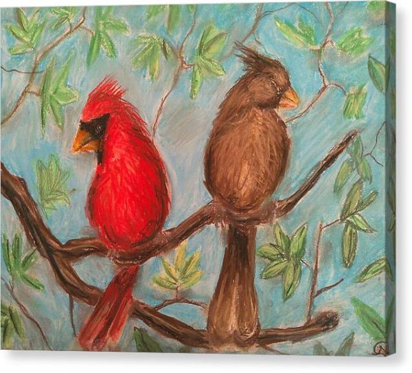 Cardinal Couple - Canvas Print on Sale