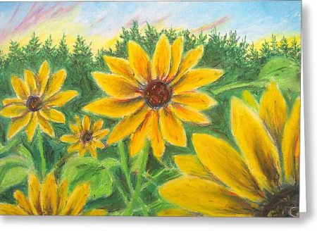 Sunflower on Rainbows - Greeting Card Cheap